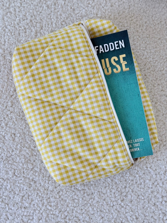 Pochette livre broché - vichy jaune Louise