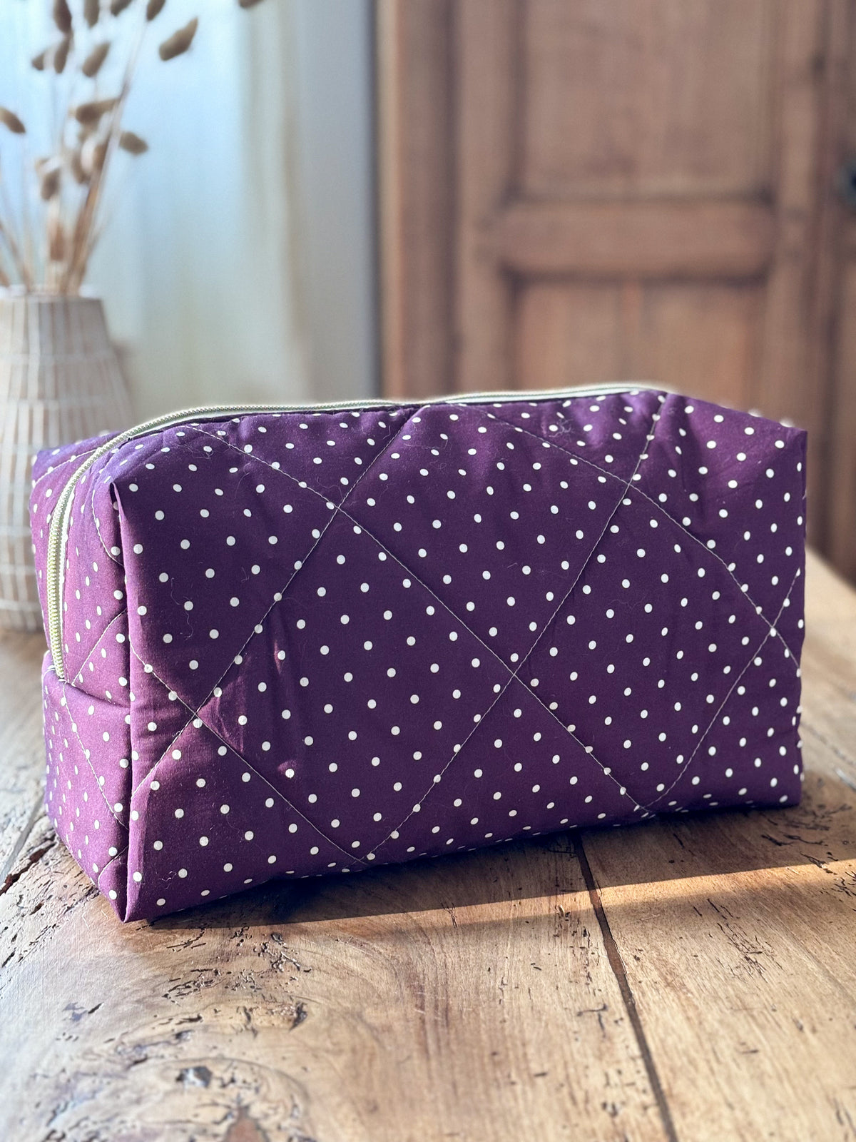 Quilted Pouch for Dyson Airwrap and Shark FlexStyle – Light Pink Gingham