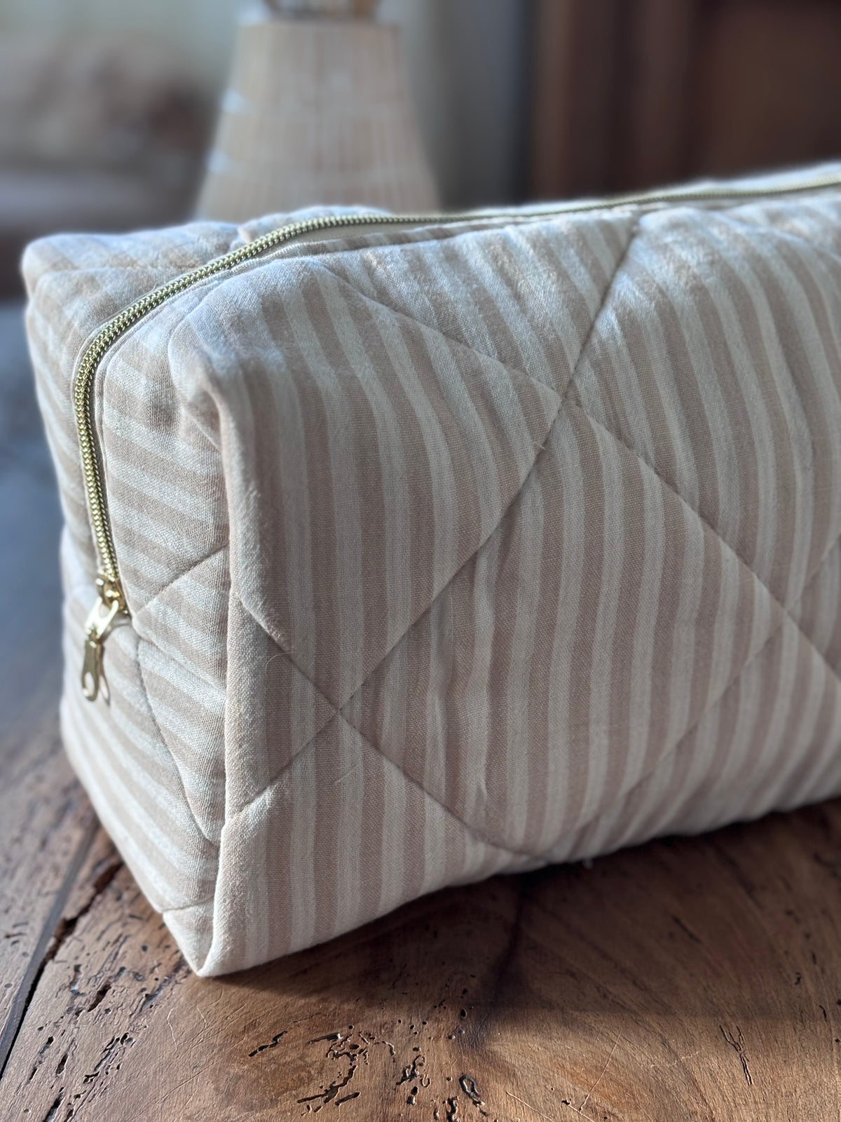 Quilted Pouch for Dyson Airwrap and Shark FlexStyle – Light Pink Gingham