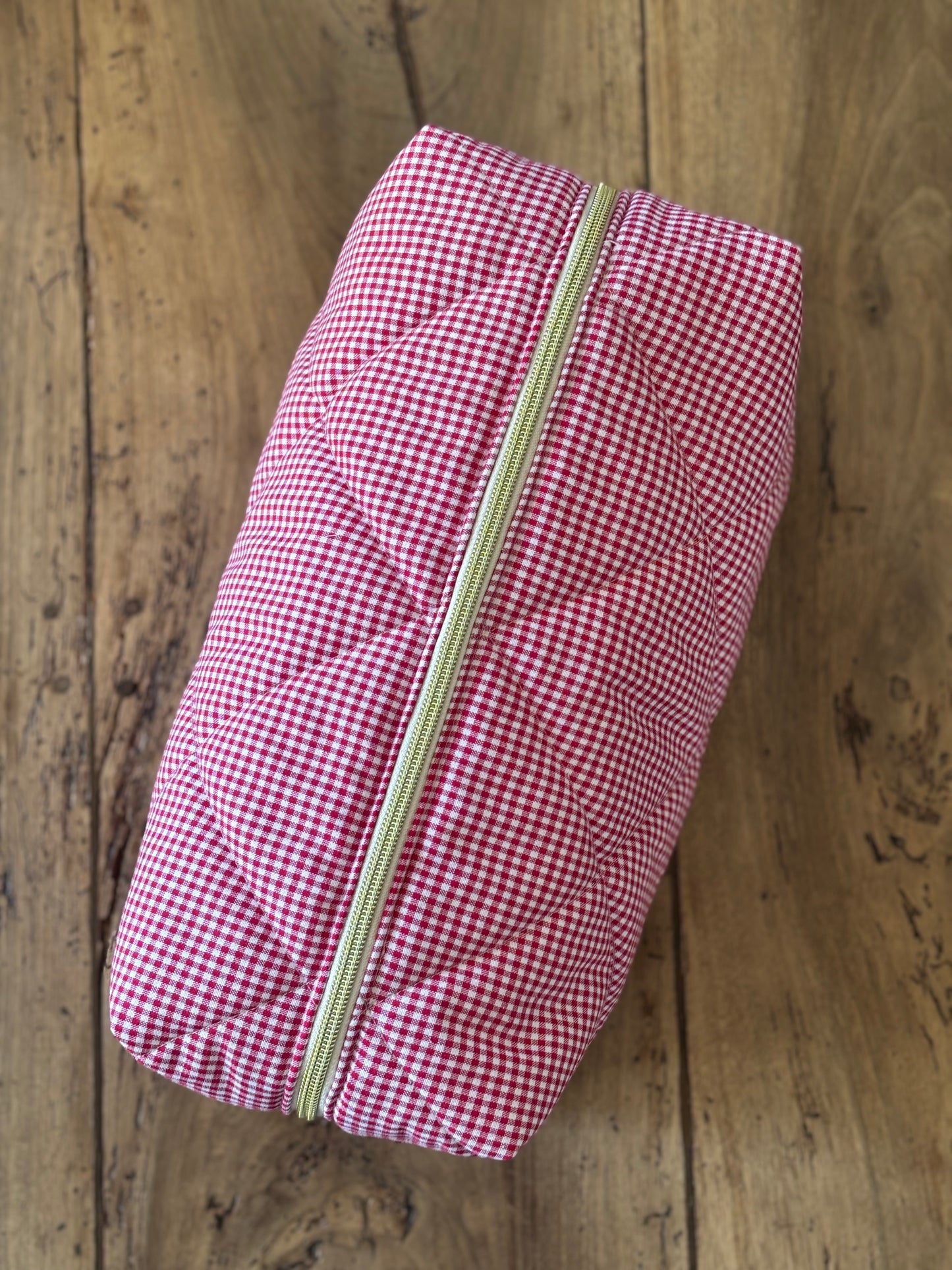 Quilted Pouch for Dyson Airwrap and Shark FlexStyle – Light Pink Gingham
