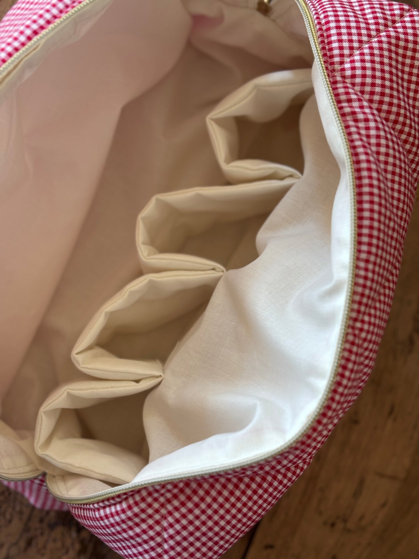 Quilted Pouch for Dyson Airwrap and Shark FlexStyle – Light Pink Gingham