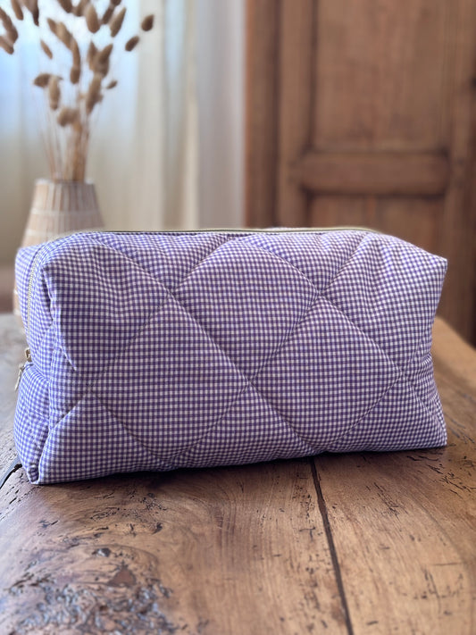 Quilted Pouch for Dyson Airwrap and Shark FlexStyle – Light Pink Gingham