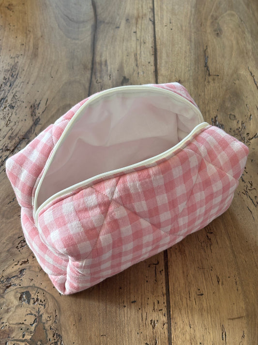 Trousse beauté matelassée Vichy Rose
