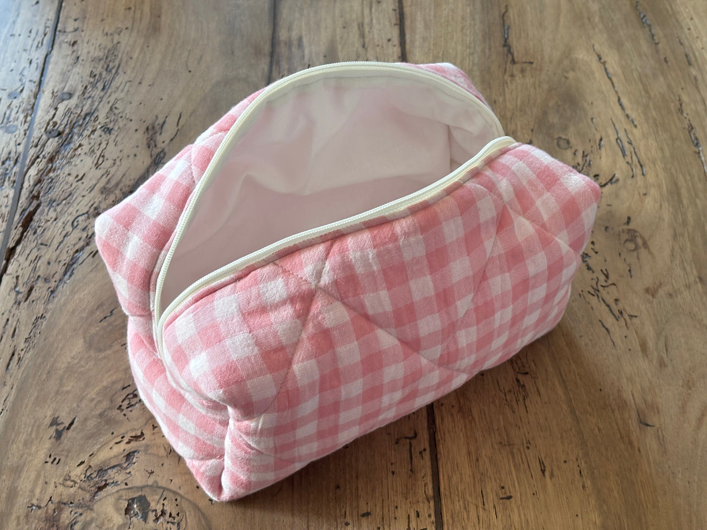 Trousse beauté matelassée Vichy Rose