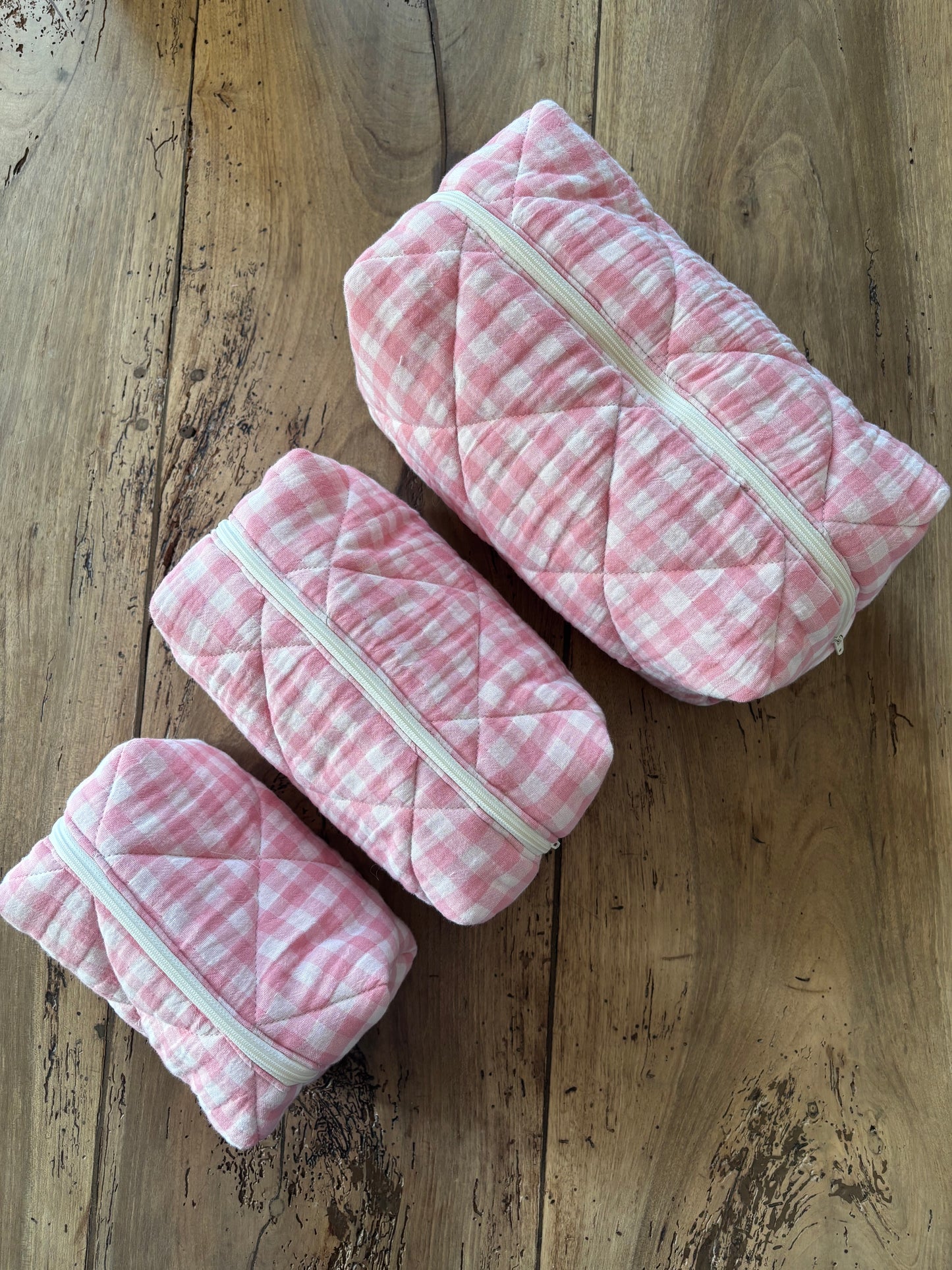 Trousse beauté matelassée Vichy Rose