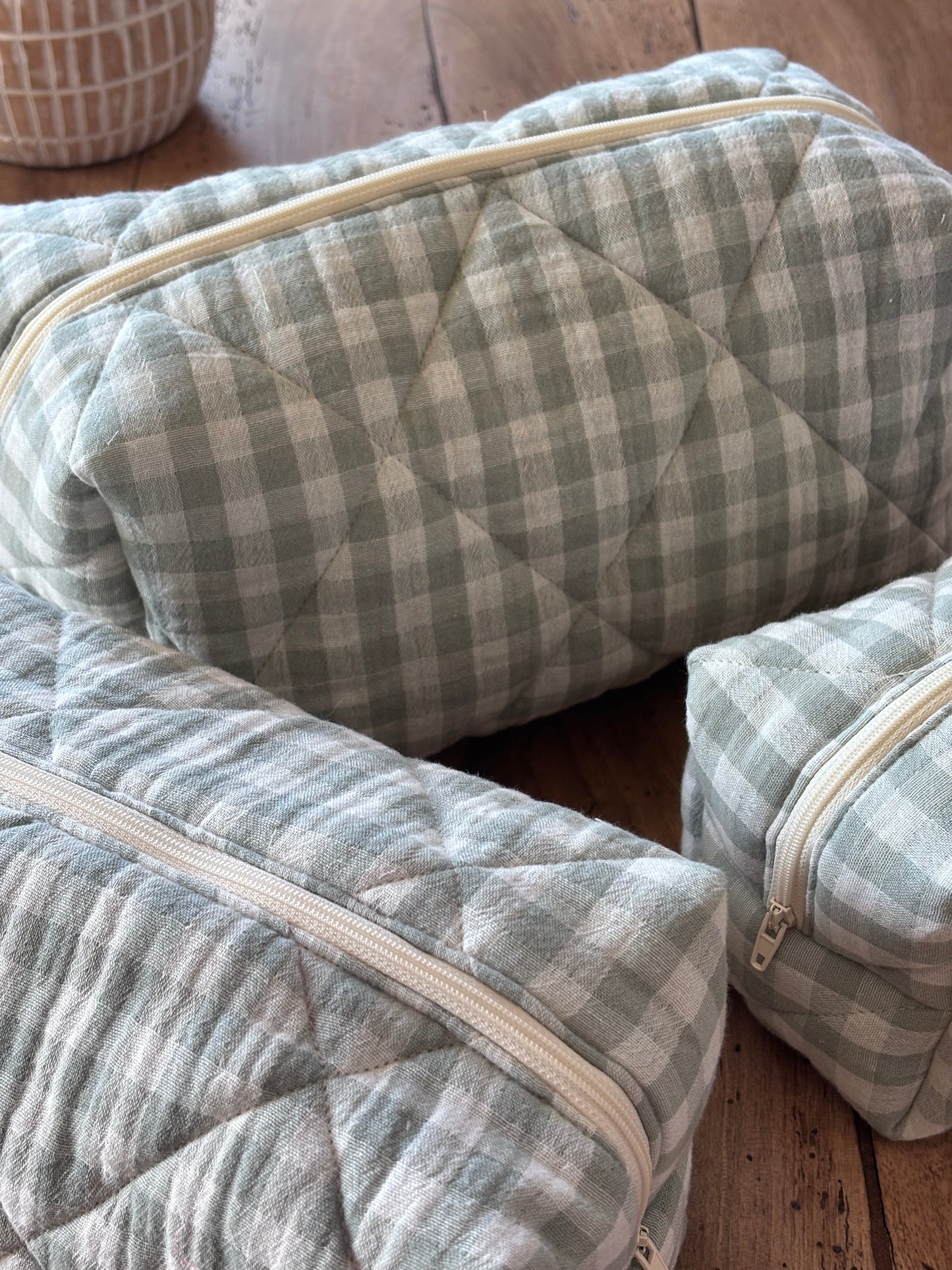 Trousse beauté matelassée Vichy Sauge