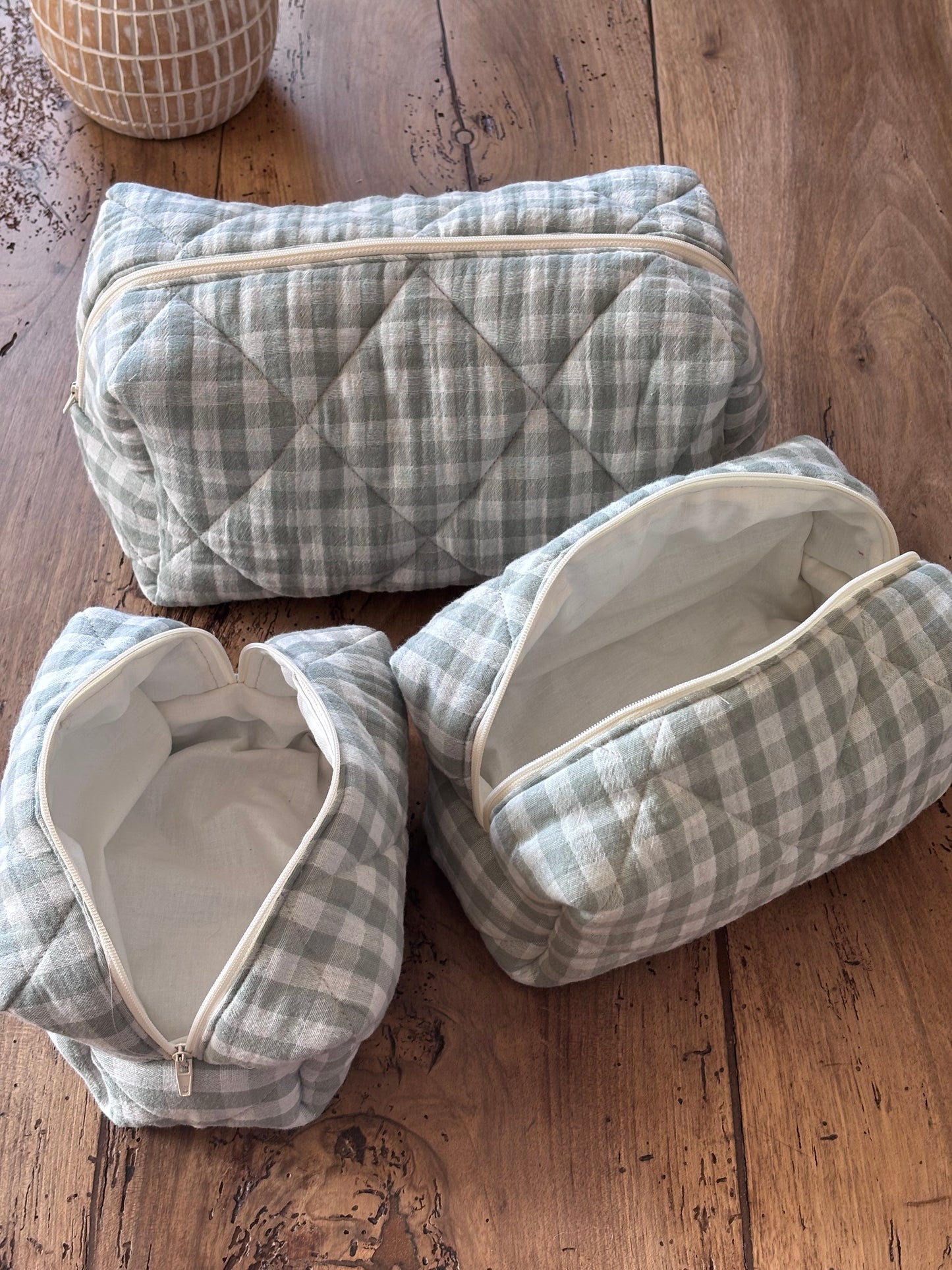 Trousse beauté matelassée Vichy Sauge