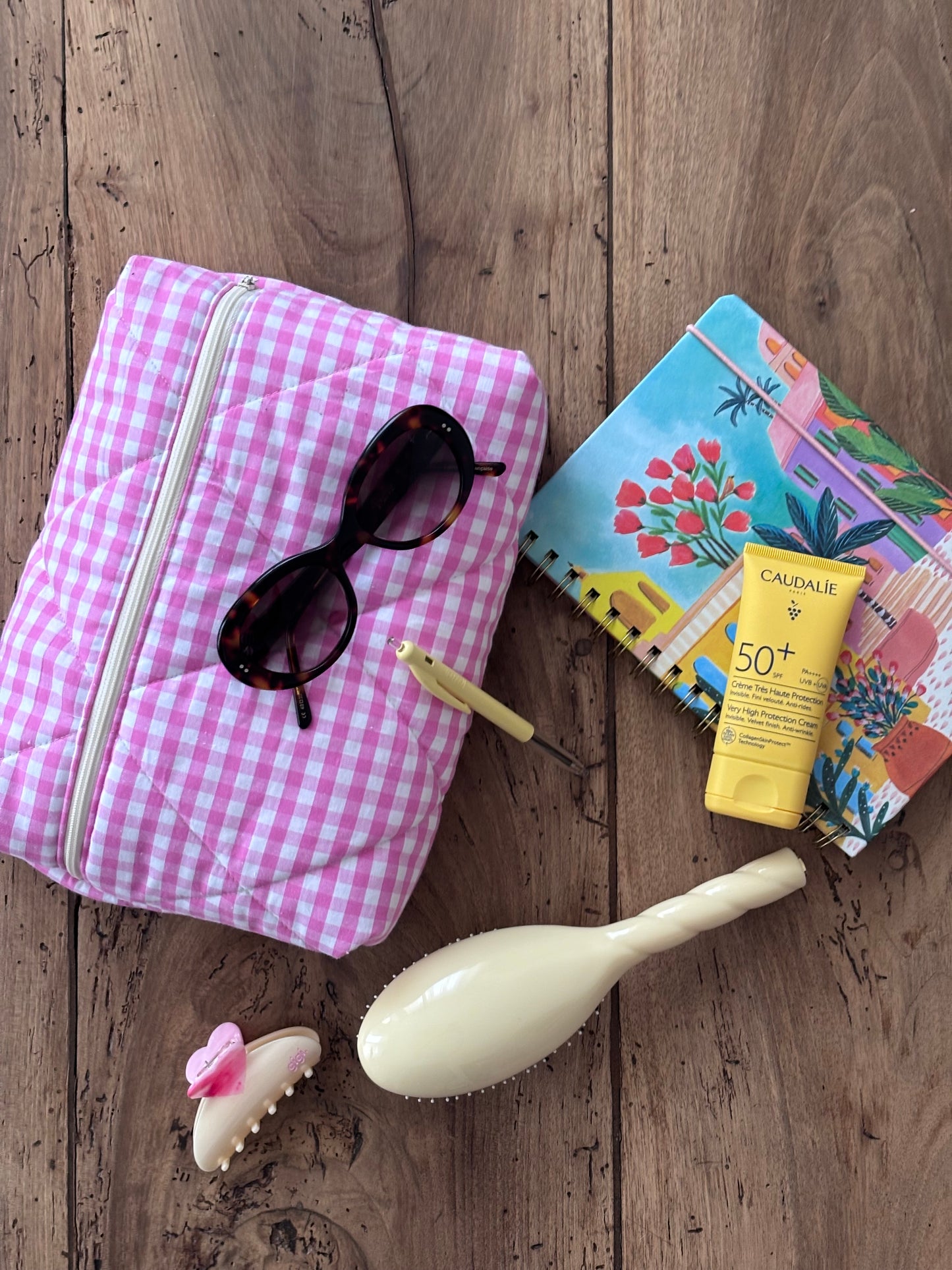 Pochette livre broché Louise – vichy rose