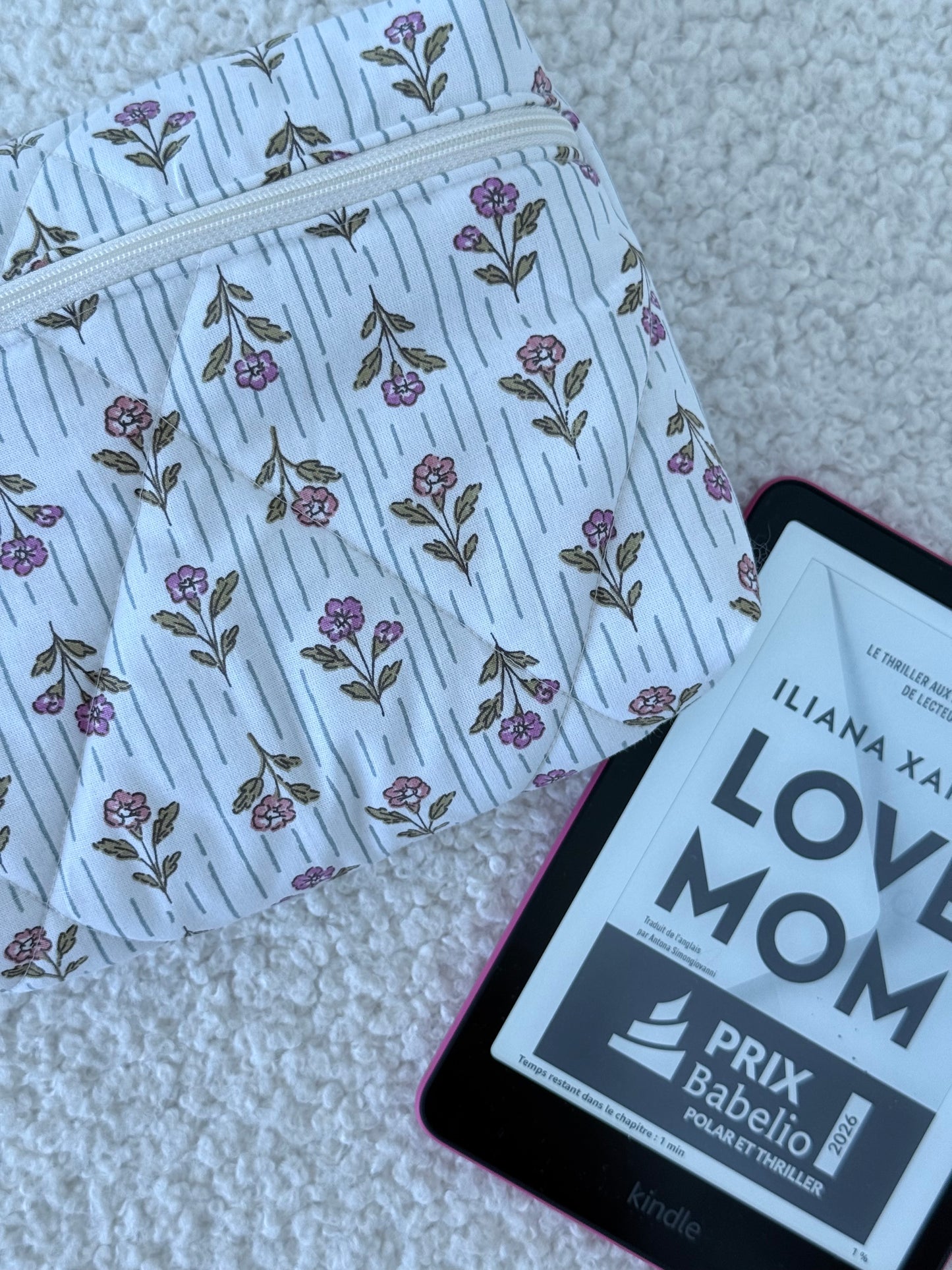 Pochette livre & liseuse Kindle Léonie – fleurie