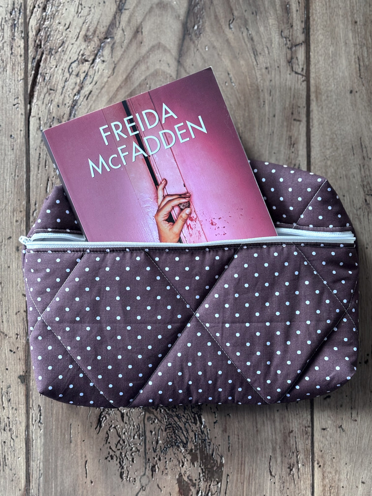 Pochette livre broché - marron pois écrus Garance