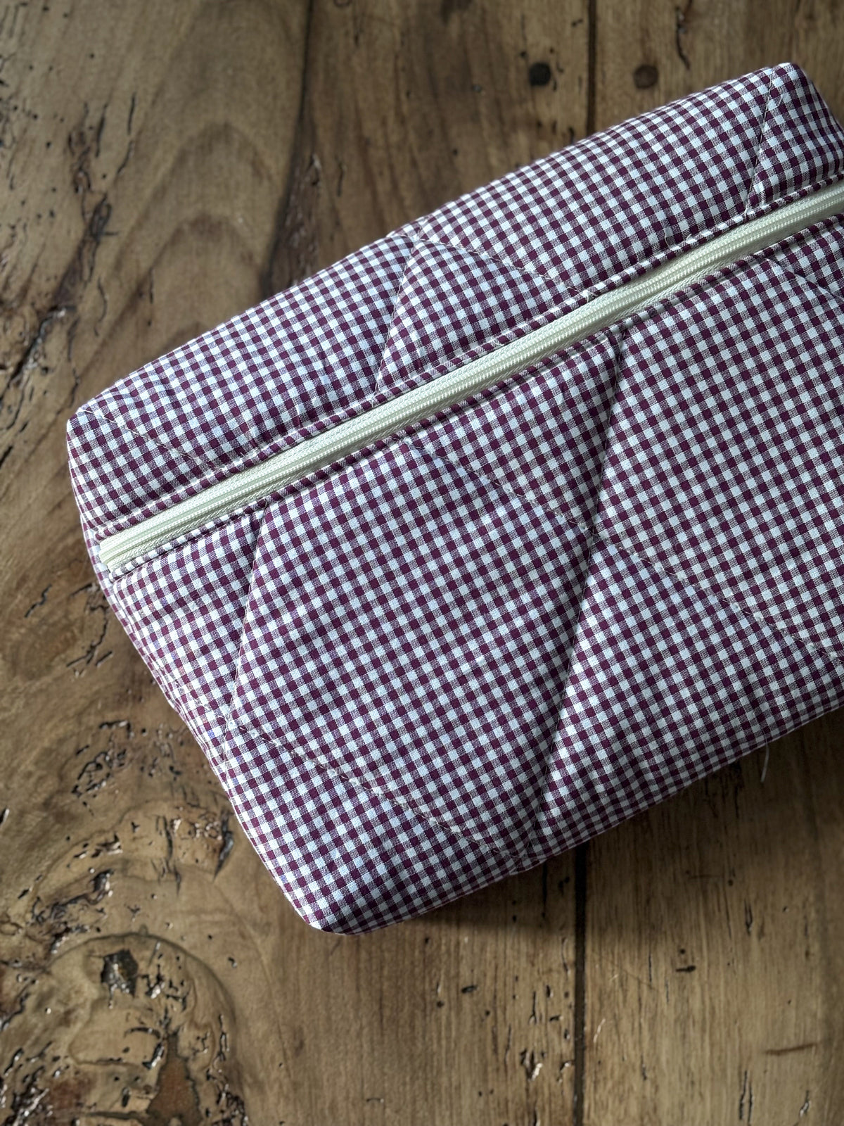 Pochette livre broché - vichy bordeaux Camille