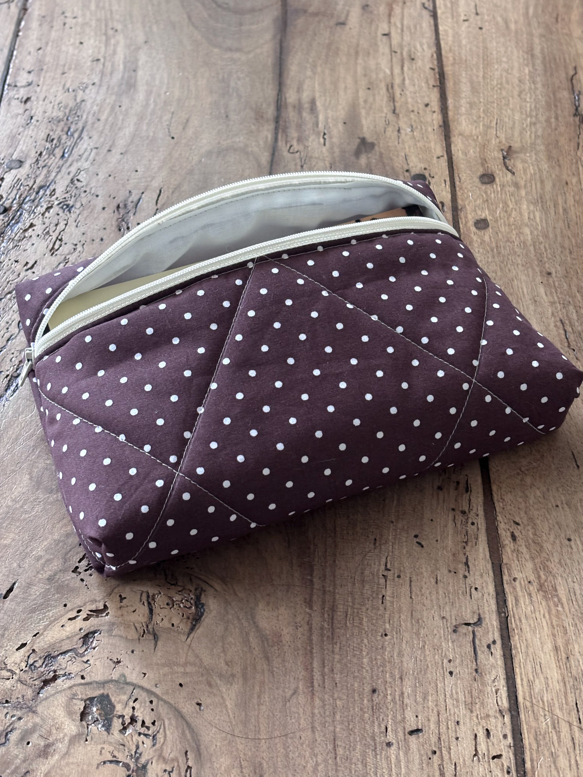 Pochette livre de poche - marron pois écrus Garance - Compatible Kindle