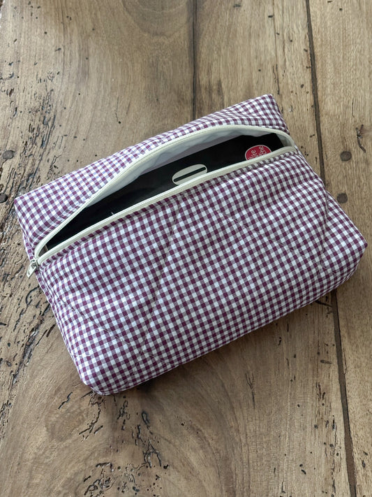 Pochette livre de poche - vichy bordeaux Camille - Compatible Kindle